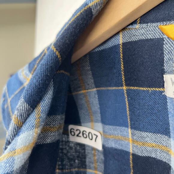 WRANGLER Sleep Shirt Womens M Flannel Nightgown Plaid Shirtdress Mid-length Blue - Picture 15 of 15